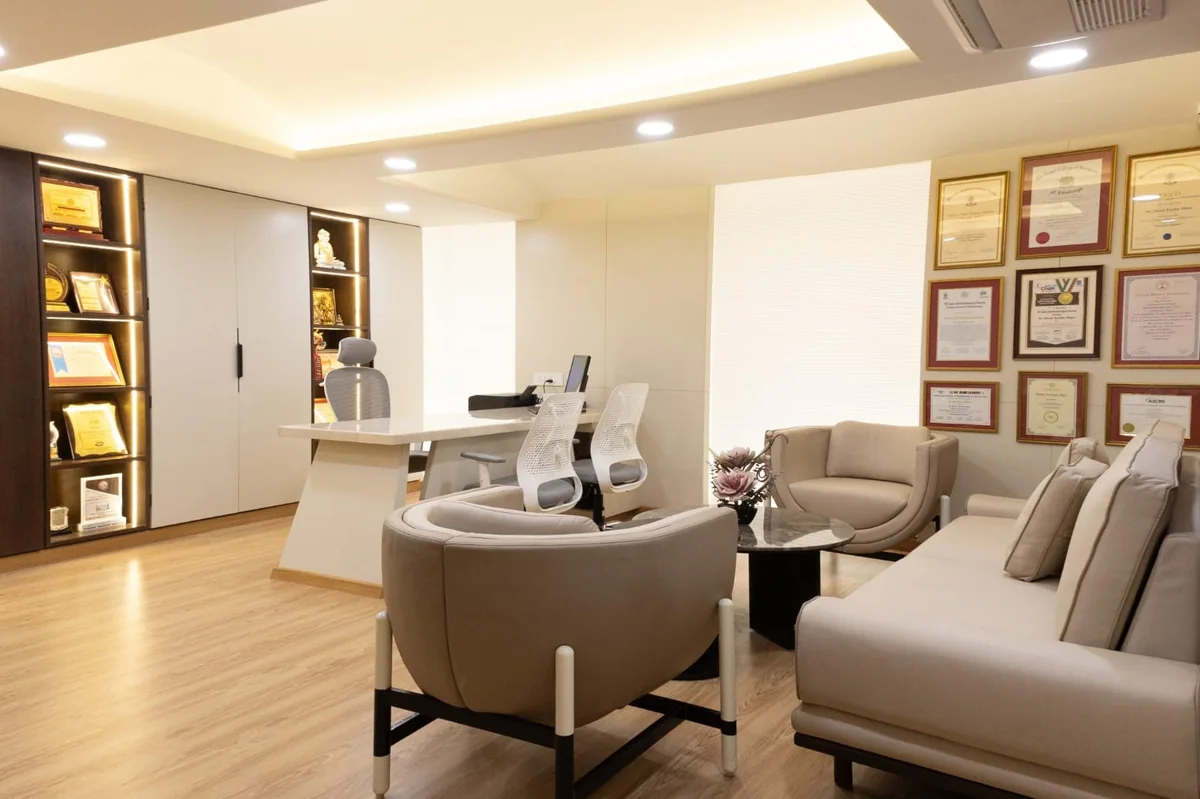 Dr. Shruti Maru consultation room with awards wall